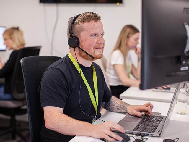 Person on a call at their desk