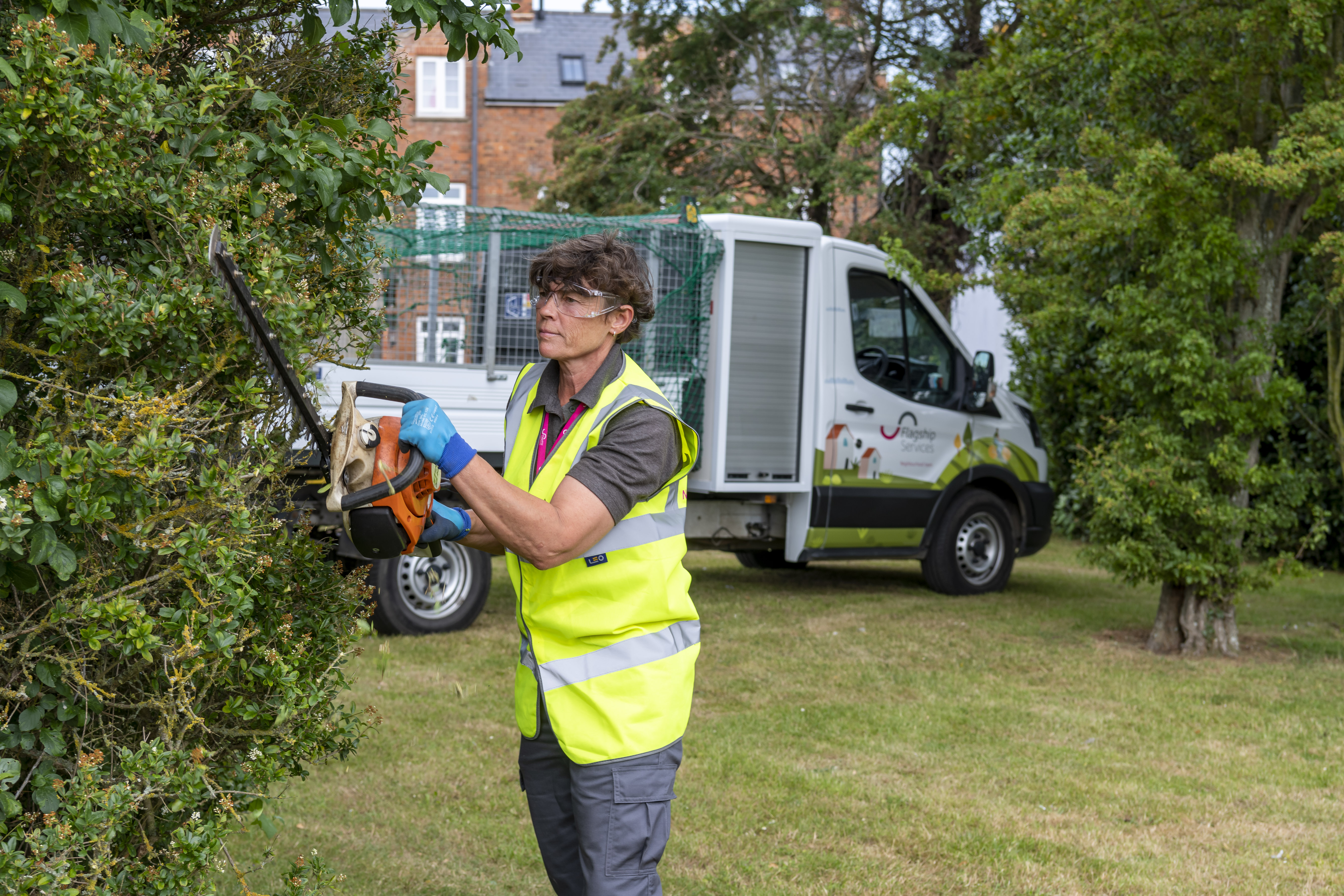 Grounds Maintenance hedge trimming