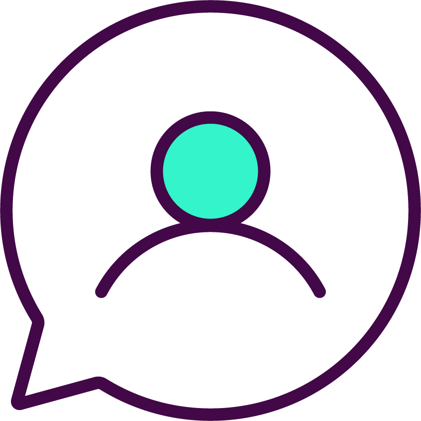 Speech bubble with person outline icon